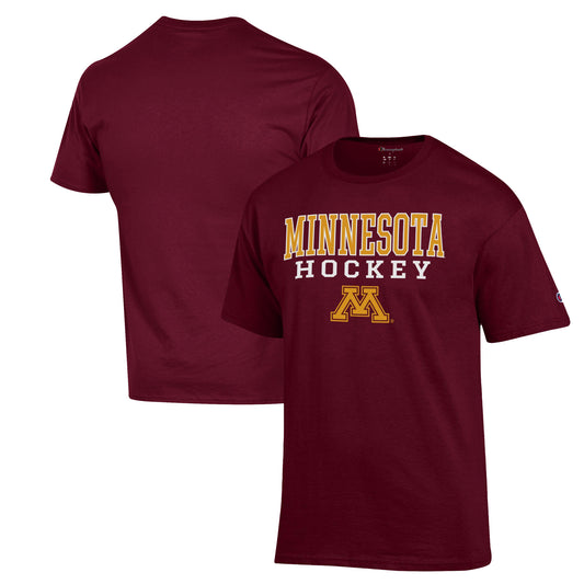 Men's Champion Maroon Minnesota Golden Gophers Stack Logo Hockey Powerblend T-Shirt