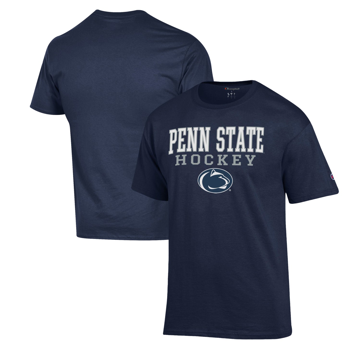 Men's Champion Navy Penn State Nittany Lions Stack Logo Hockey Powerblend T-Shirt