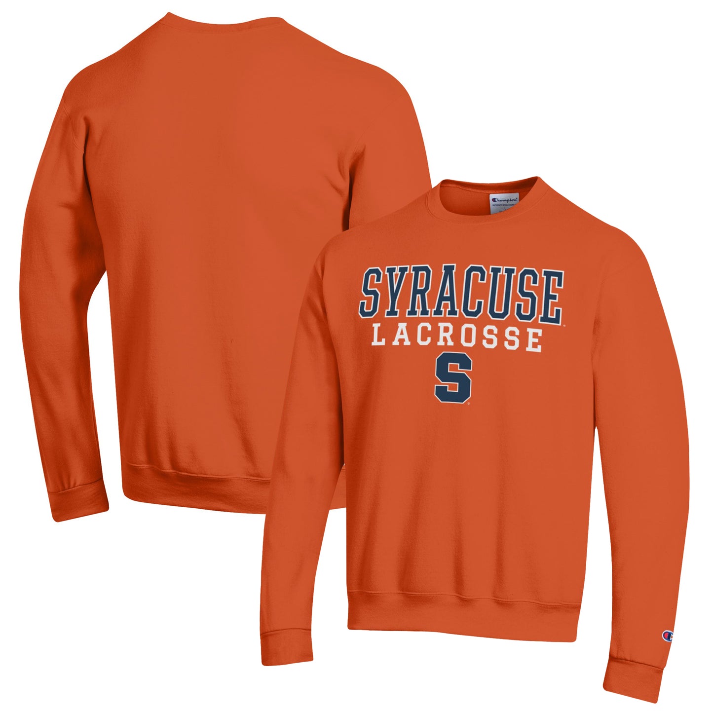 Men's Champion Orange Syracuse Orange Stack Logo Lacrosse Powerblend Pullover Sweatshirt