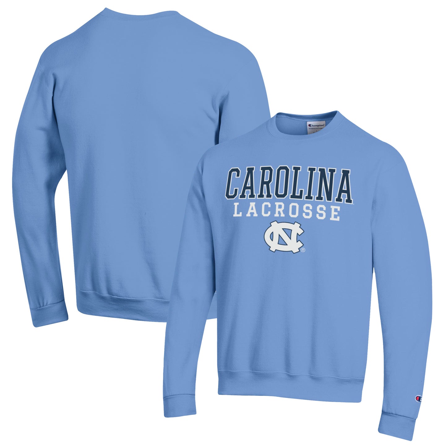 Men's Champion Carolina Blue North Carolina Tar Heels Stack Logo Lacrosse Powerblend Pullover Sweatshirt