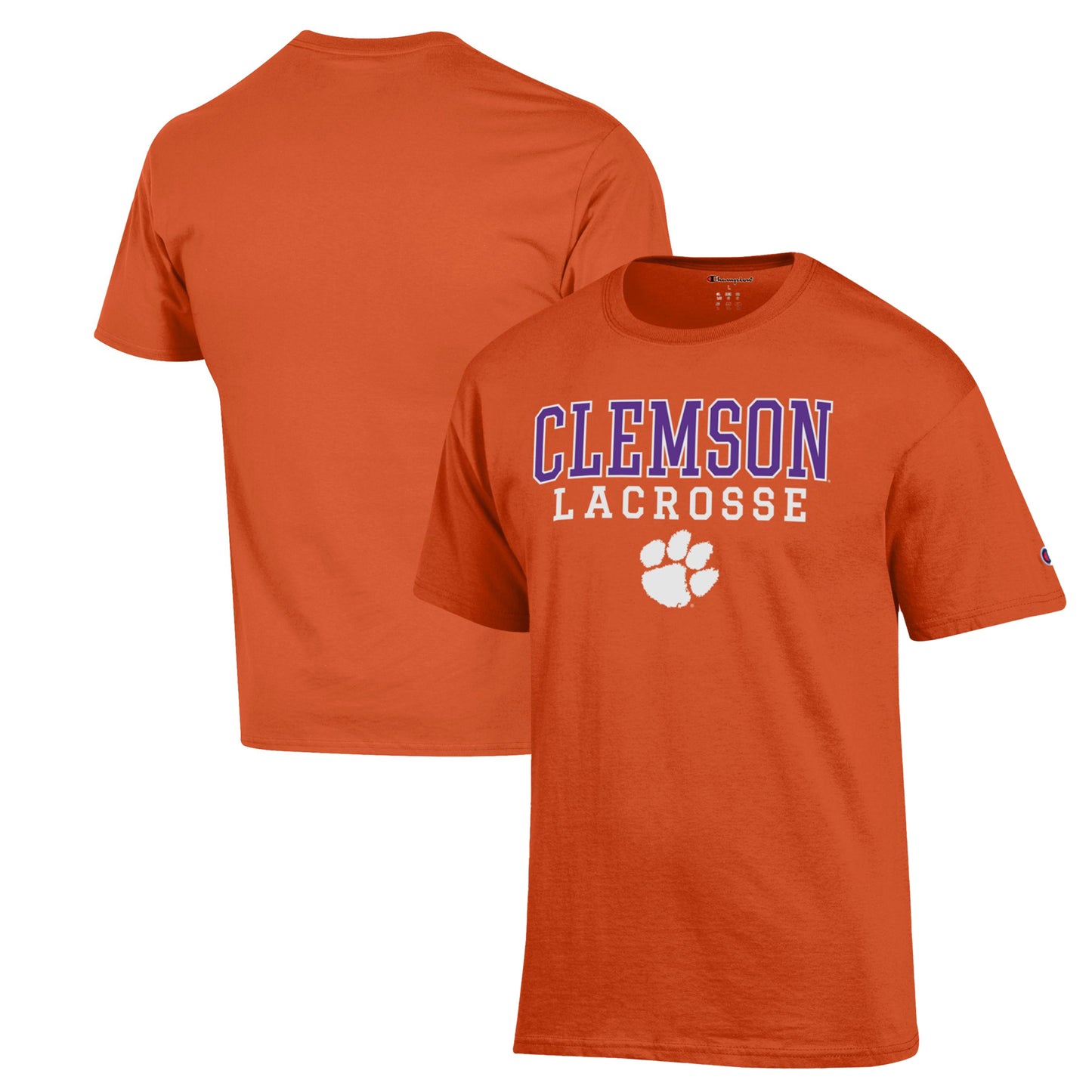 Men's Champion Orange Clemson Tigers Stack Logo Lacrosse Powerblend T-Shirt