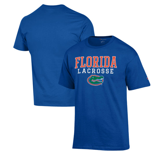 Men's Champion Royal Florida Gators Stack Logo Lacrosse Powerblend T-Shirt