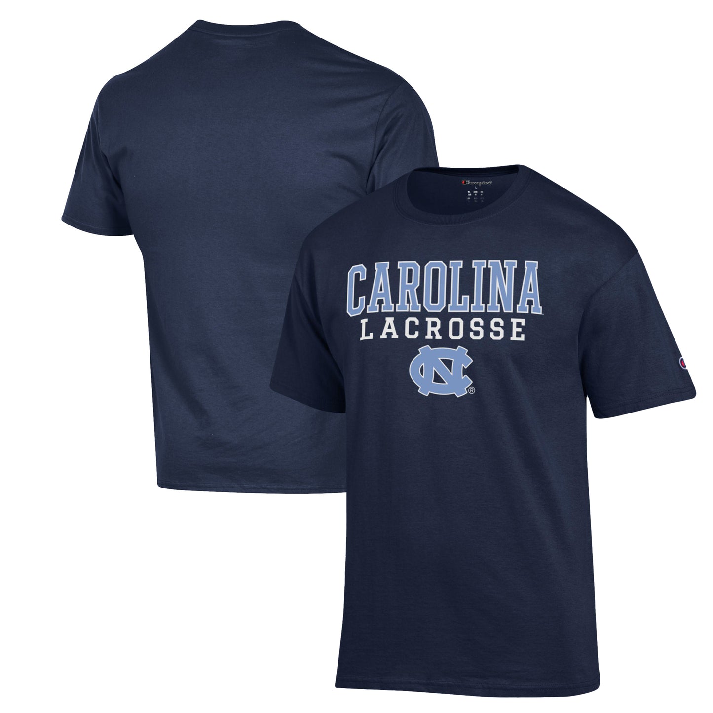 Men's Champion Navy North Carolina Tar Heels Stack Logo Lacrosse Powerblend T-Shirt