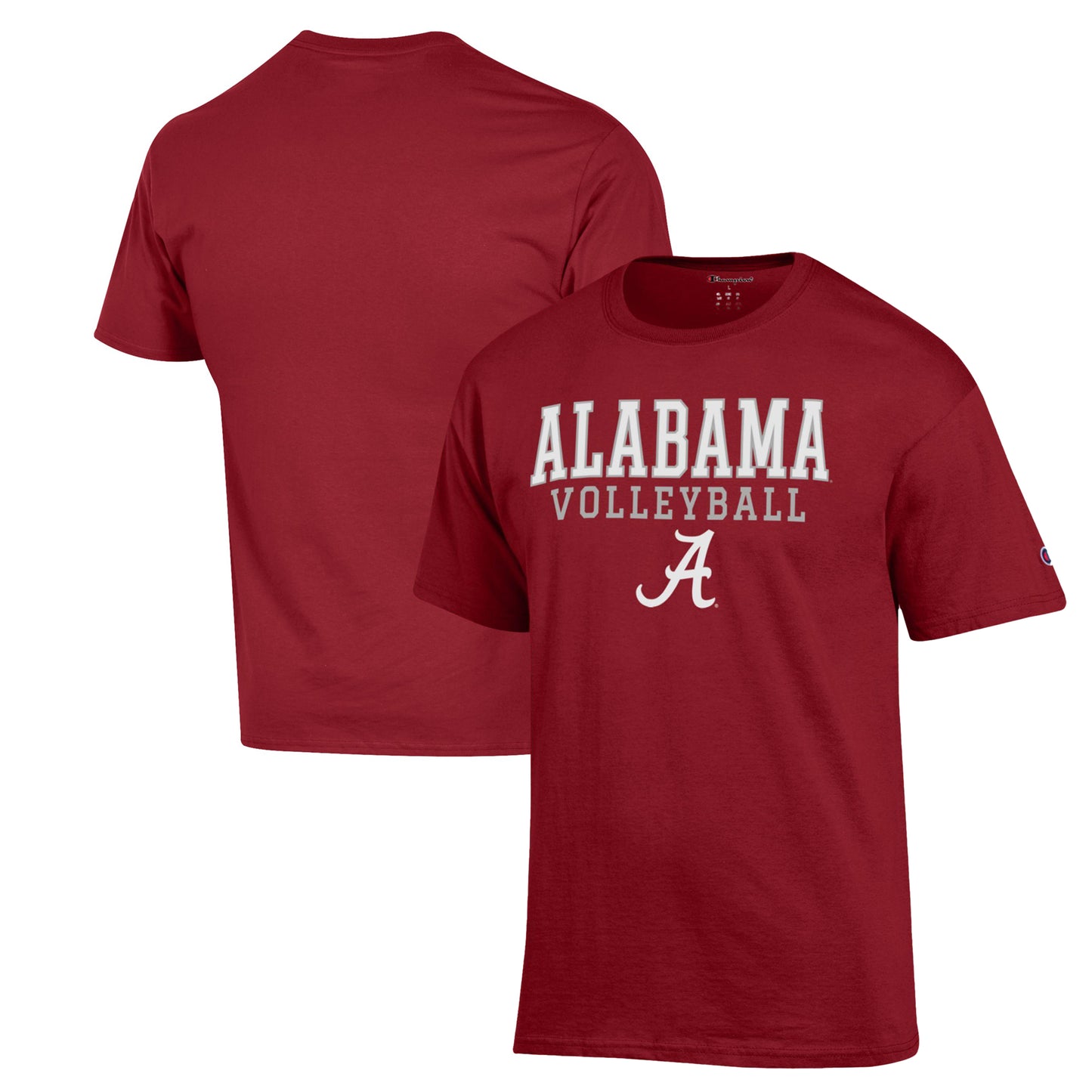 Men's Champion Crimson Alabama Crimson Tide Stack Logo Volleyball Powerblend T-Shirt