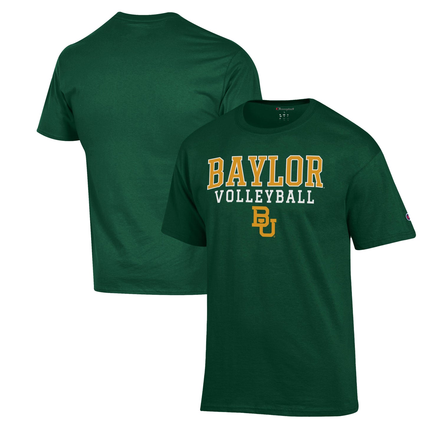 Men's Champion Green Baylor Bears Stack Logo Volleyball Powerblend T-Shirt