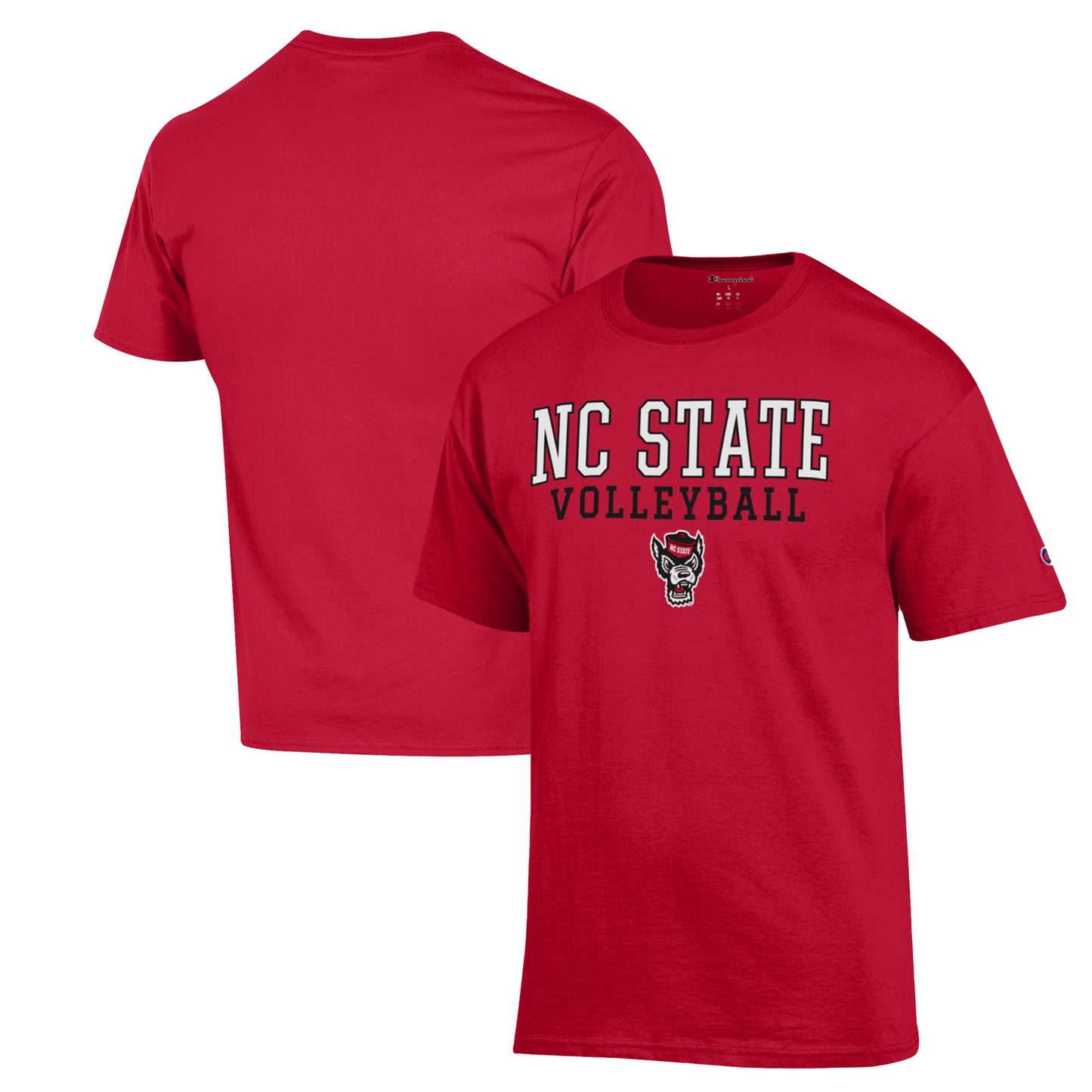 Men's Champion Red NC State Wolfpack Stack Logo Volleyball Powerblend T-Shirt