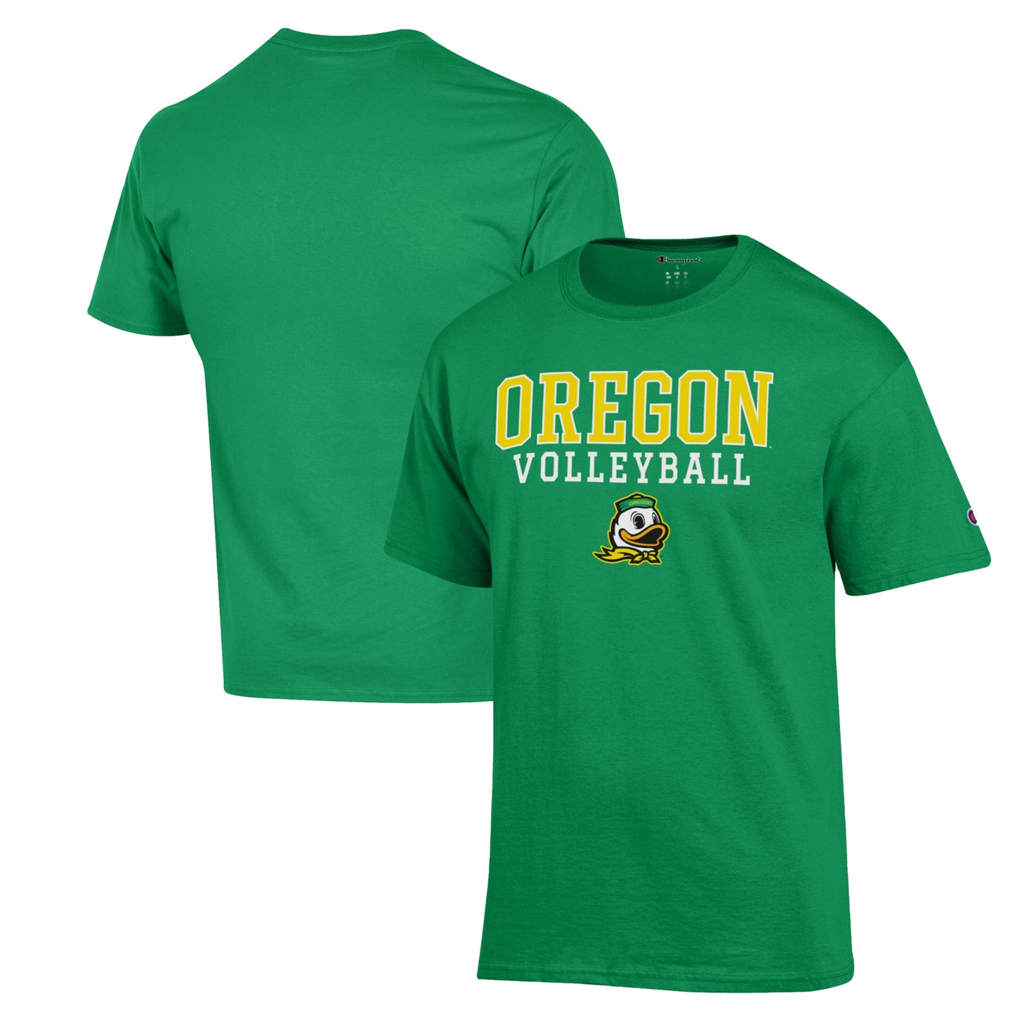 Men's Champion Green Oregon Ducks Stack Logo Volleyball Powerblend T-Shirt