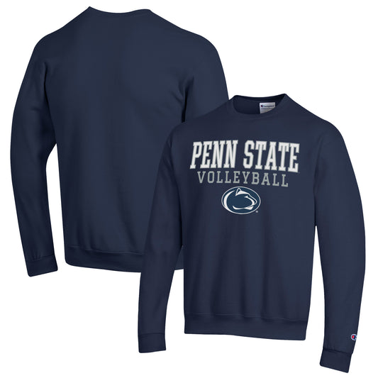 Men's Champion Navy Penn State Nittany Lions Stack Logo Volleyball Powerblend Pullover Sweatshirt