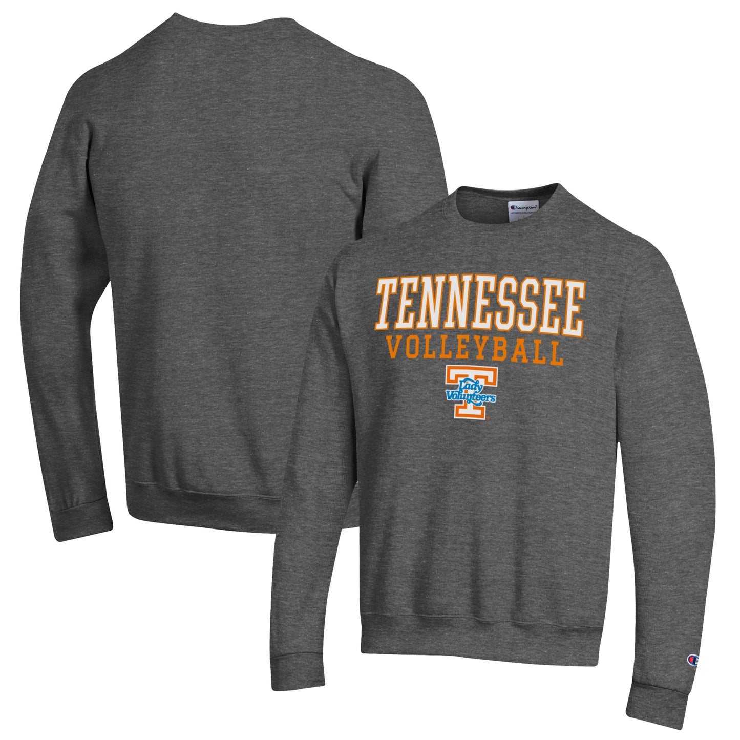 Men's Champion Charcoal Tennessee Lady Vols Stack Logo Volleyball Powerblend Pullover Sweatshirt