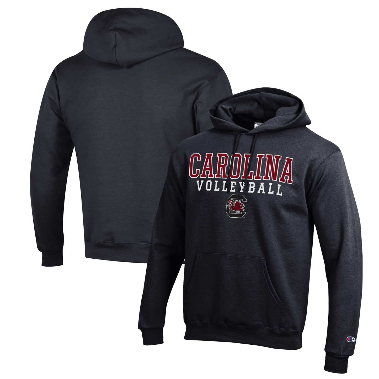 Men's Champion Black South Carolina Gamecocks Stack Logo Volleyball Powerblend Pullover Hoodie