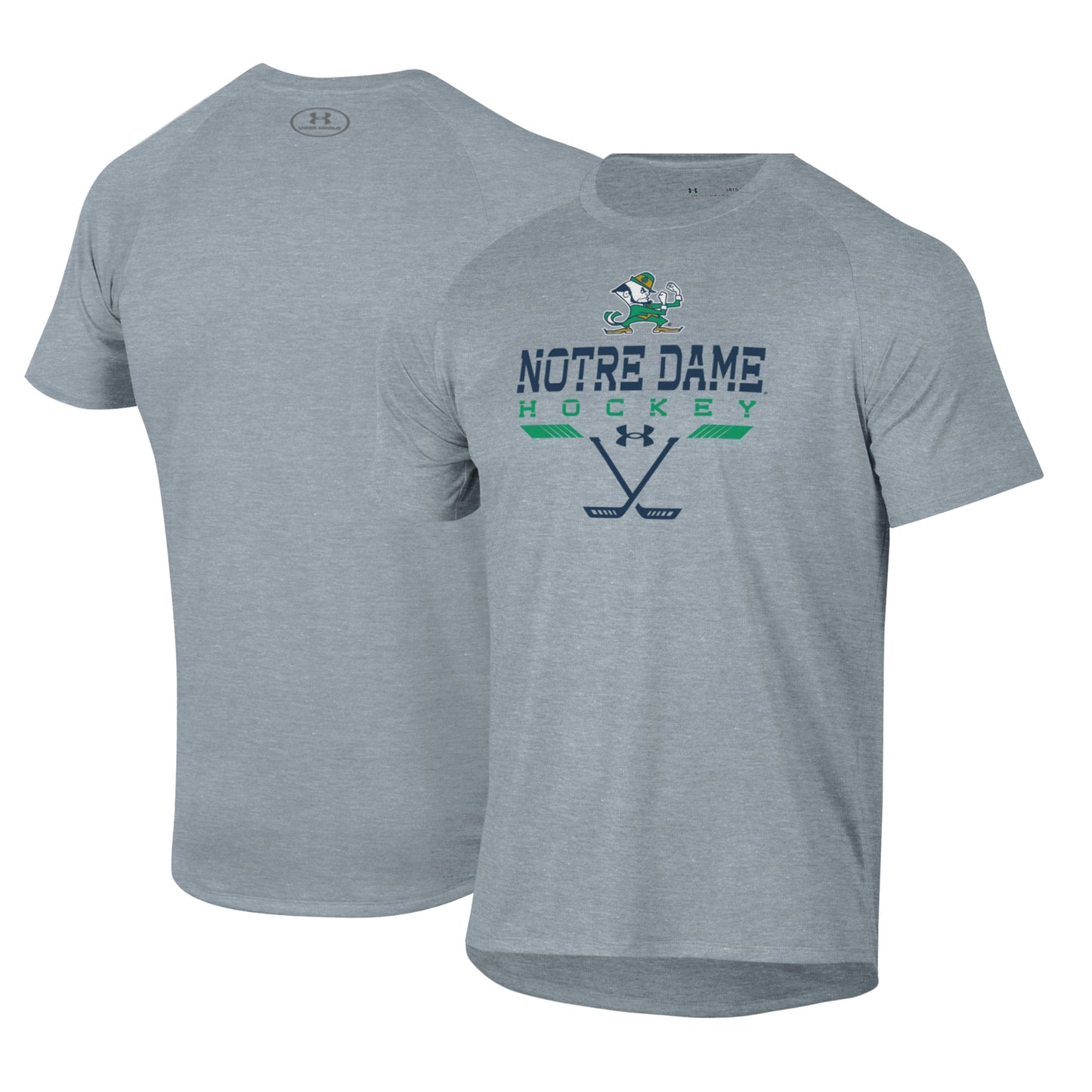 Men's Under Armour Gray Notre Dame Fighting Irish Hockey Icon Raglan Performance T-Shirt