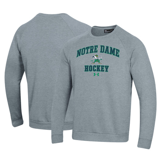 Men's Under Armour Gray Notre Dame Fighting Irish Hockey All Day Arch Fleece Pullover Sweatshirt