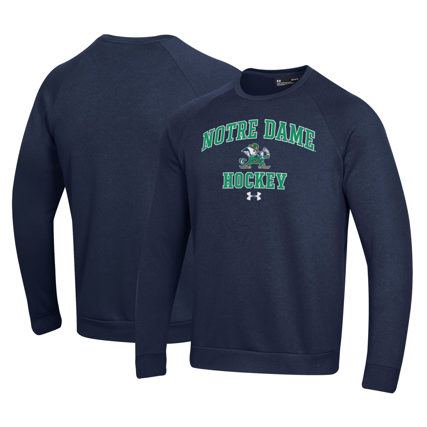 Men's Under Armour Navy Notre Dame Fighting Irish Hockey All Day Arch Fleece Pullover Sweatshirt