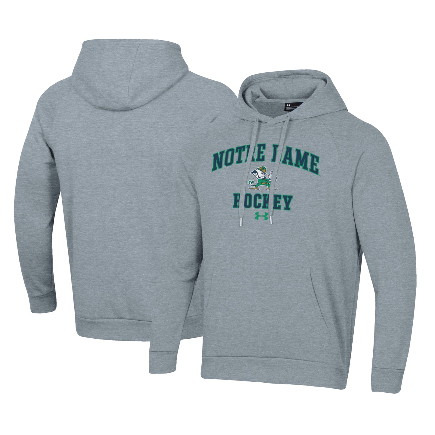 Men's Under Armour Gray Notre Dame Fighting Irish Hockey All Day Arch Fleece Pullover Hoodie