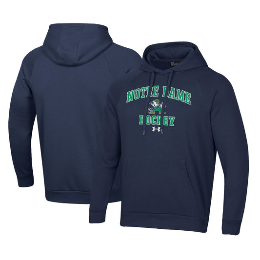 Men's Under Armour Navy Notre Dame Fighting Irish Hockey All Day Arch Fleece Pullover Hoodie