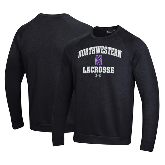 Men's Under Armour Black Northwestern Wildcats Lacrosse All Day Arch Fleece Pullover Sweatshirt