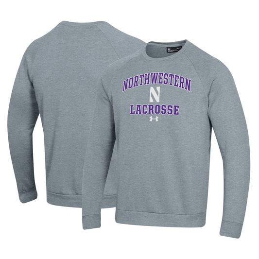 Men's Under Armour Gray Northwestern Wildcats Lacrosse All Day Arch Fleece Pullover Sweatshirt