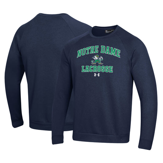 Men's Under Armour Navy Notre Dame Fighting Irish Lacrosse All Day Arch Fleece Pullover Sweatshirt