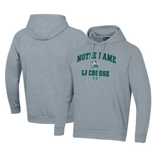 Men's Under Armour Gray Notre Dame Fighting Irish Lacrosse All Day Arch Fleece Pullover Hoodie