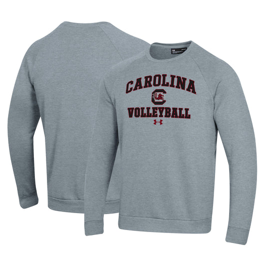 Men's Under Armour Gray South Carolina Gamecocks Volleyball All Day Arch Fleece Pullover Sweatshirt