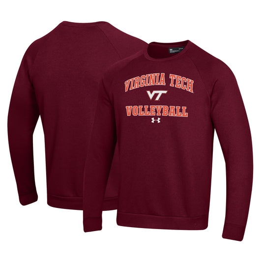 Men's Under Armour Maroon Virginia Tech Hokies Volleyball All Day Arch Fleece Pullover Sweatshirt