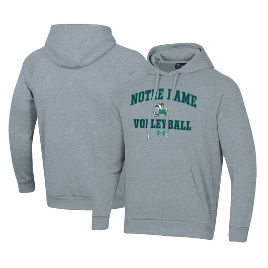 Men's Under Armour Gray Notre Dame Fighting Irish Volleyball All Day Arch Fleece Pullover Hoodie