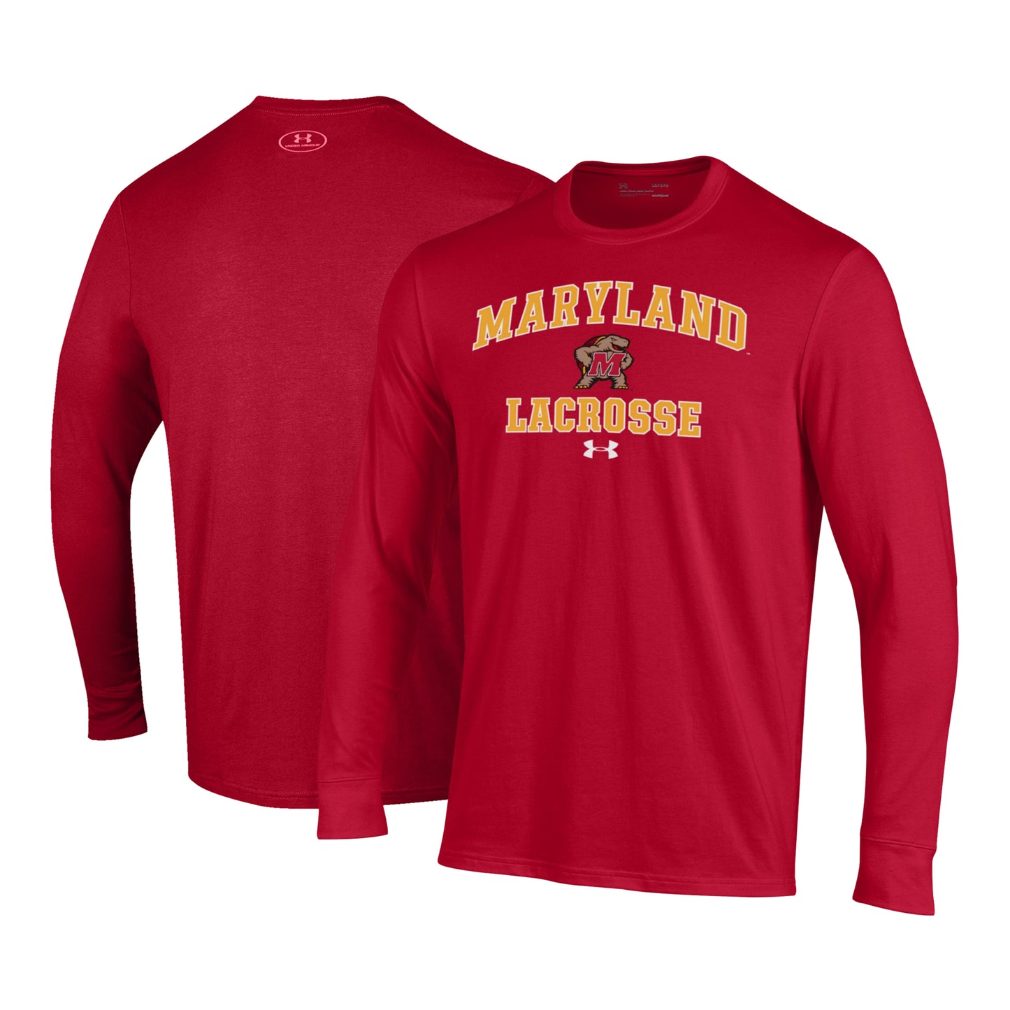 Men's Under Armour Red Maryland Terrapins Lacrosse Arch Over Performance Long Sleeve T-Shirt