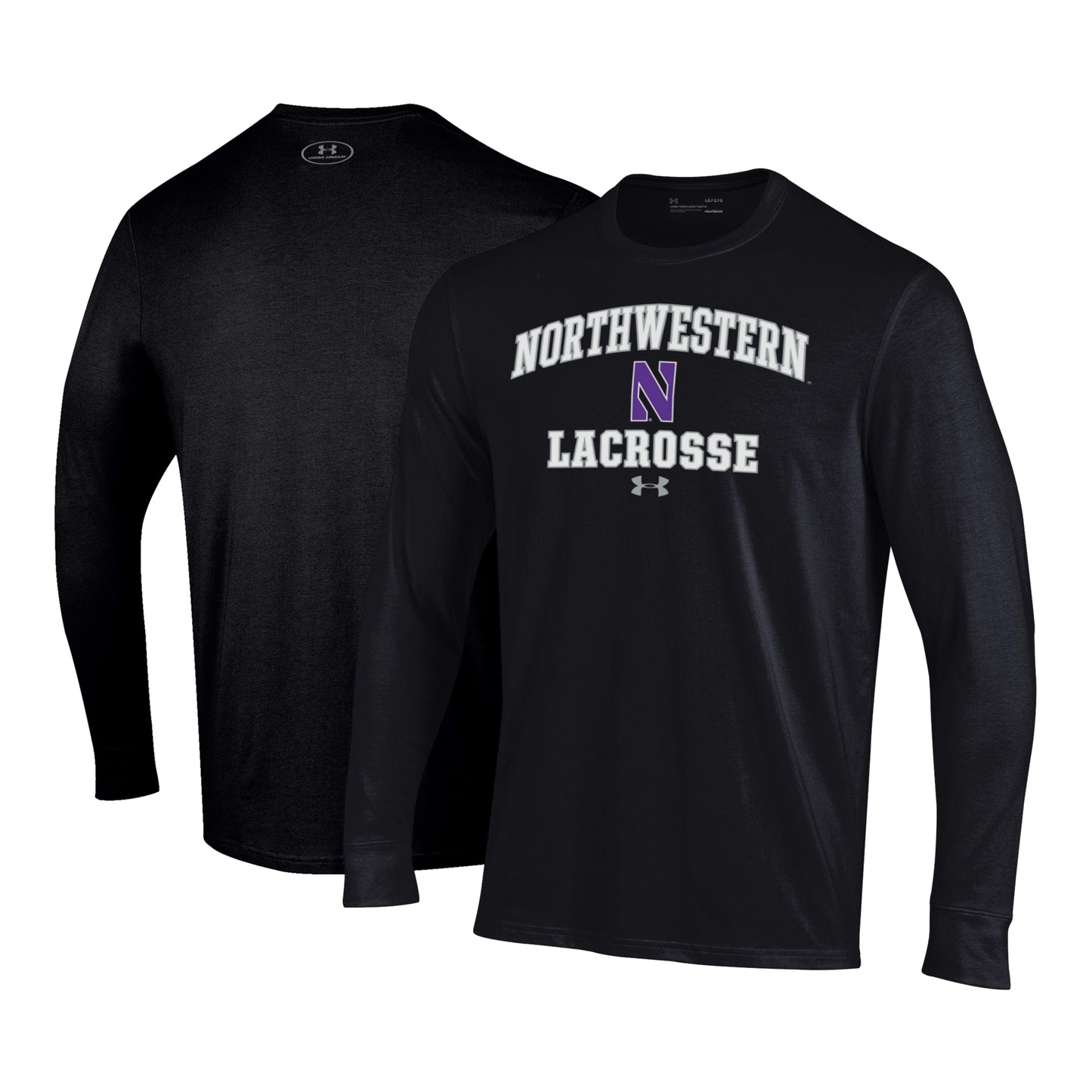 Men's Under Armour Black Northwestern Wildcats Lacrosse Arch Over Performance Long Sleeve T-Shirt