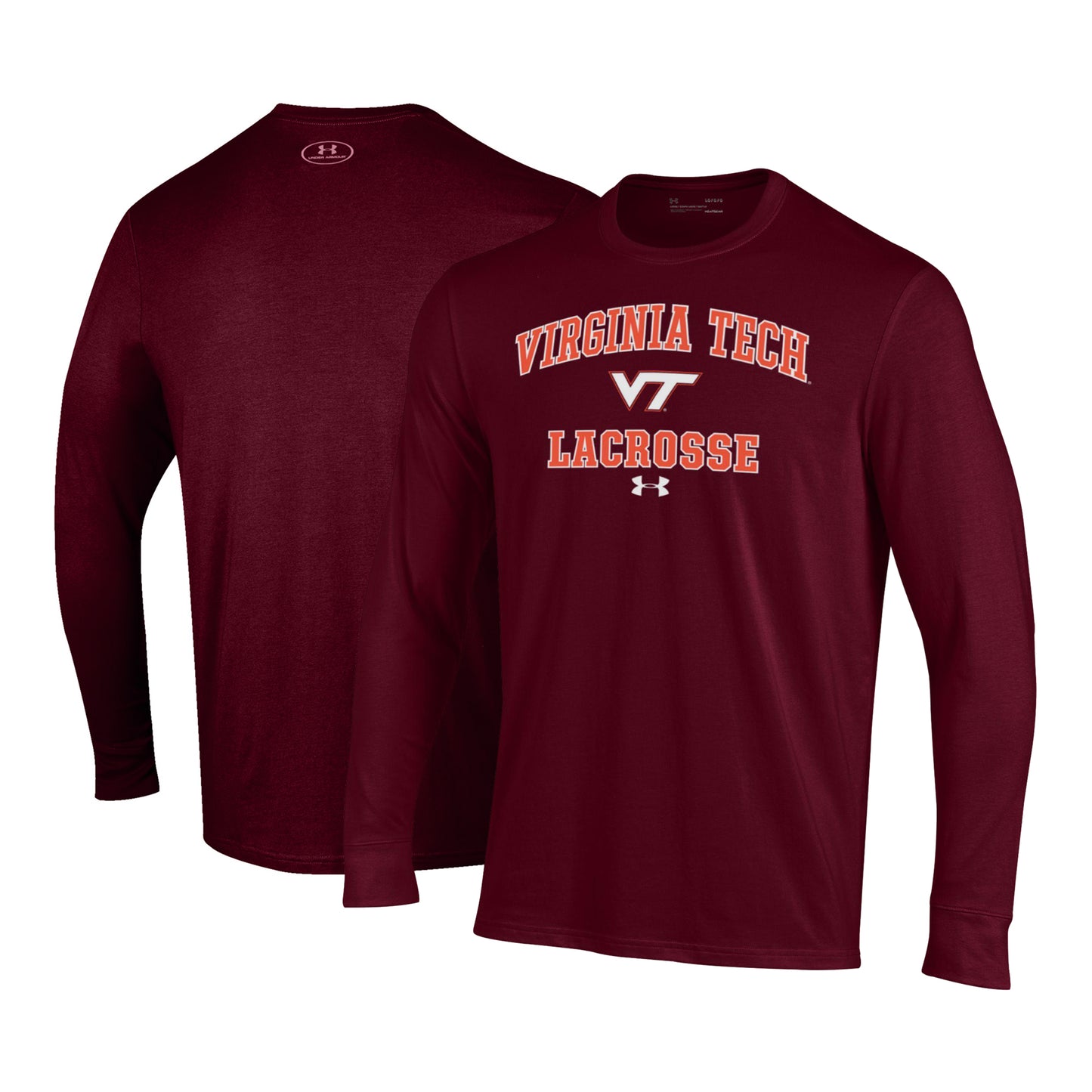 Men's Under Armour Maroon Virginia Tech Hokies Lacrosse Arch Over Performance Long Sleeve T-Shirt