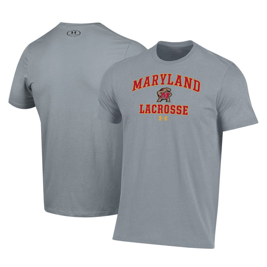 Men's Under Armour Gray Maryland Terrapins Lacrosse Arch Over Performance T-Shirt