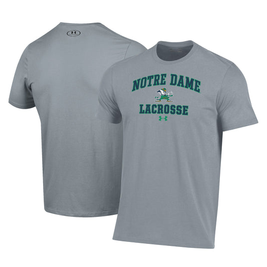 Men's Under Armour Gray Notre Dame Fighting Irish Lacrosse Arch Over Performance T-Shirt