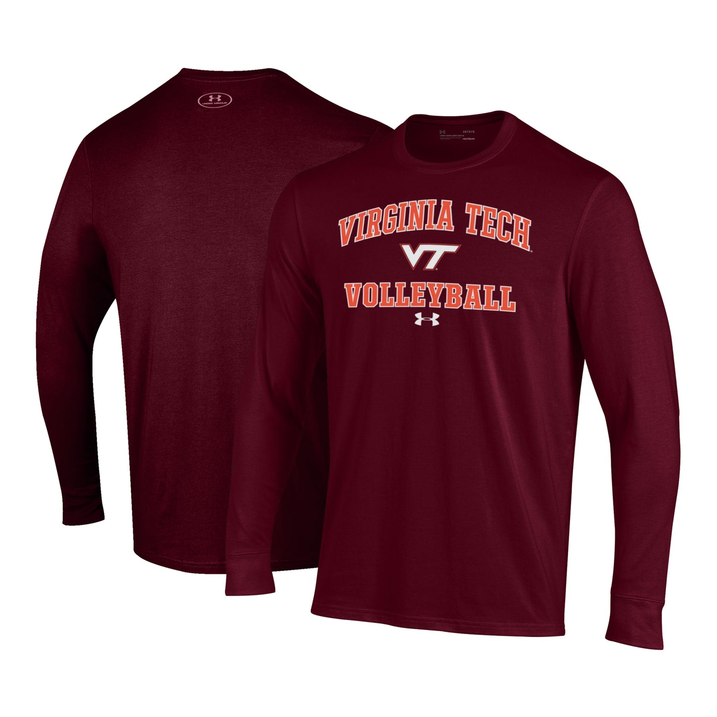 Men's Under Armour Maroon Virginia Tech Hokies Volleyball Arch Over Performance Long Sleeve T-Shirt