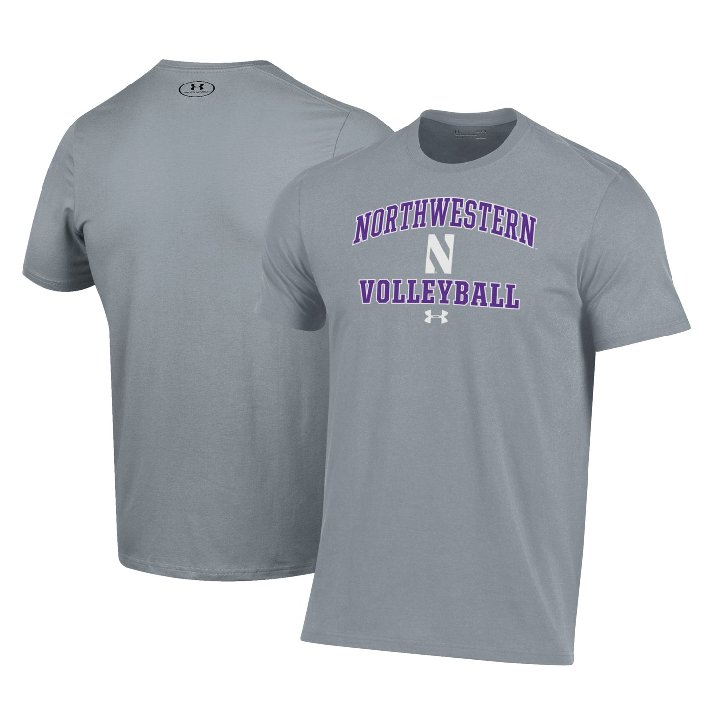 Men's Under Armour Gray Northwestern Wildcats Volleyball Arch Over Performance T-Shirt