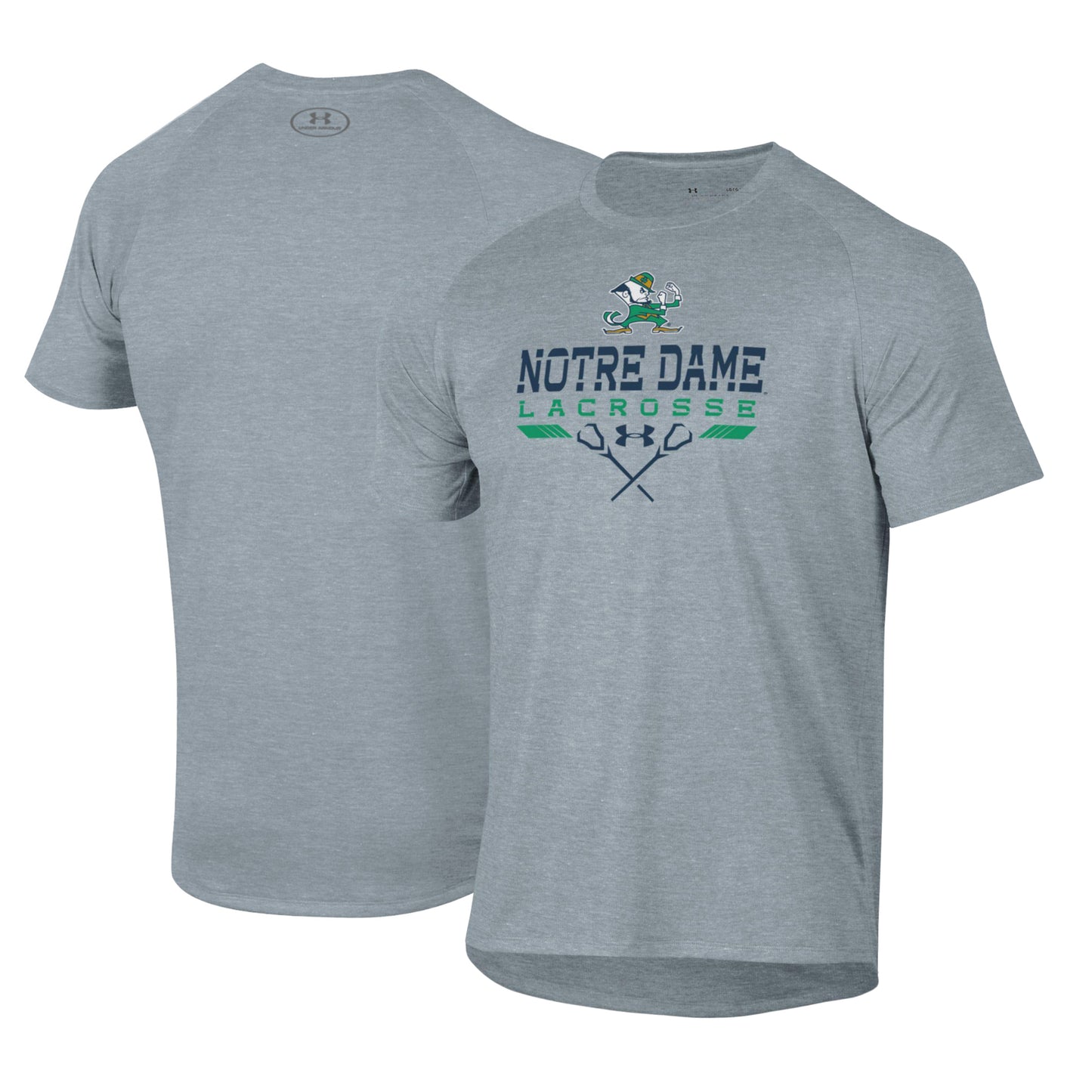 Men's Under Armour Gray Notre Dame Fighting Irish Lacrosse Icon Raglan Performance T-Shirt