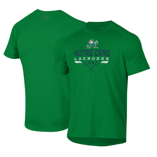 Men's Under Armour Green Notre Dame Fighting Irish Lacrosse Icon Raglan Performance T-Shirt