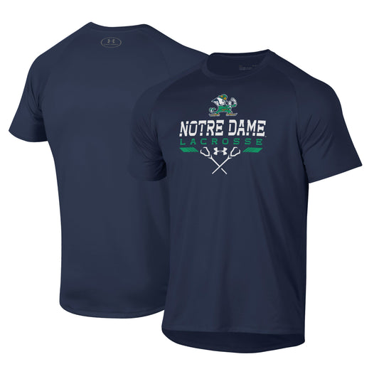 Men's Under Armour Navy Notre Dame Fighting Irish Lacrosse Icon Raglan Performance T-Shirt