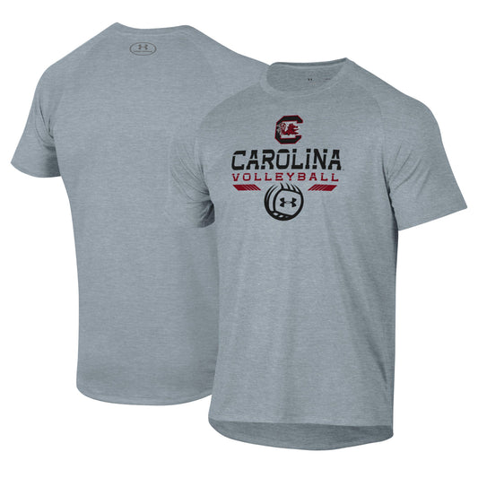 Men's Under Armour Gray South Carolina Gamecocks Volleyball Icon Raglan Performance T-Shirt