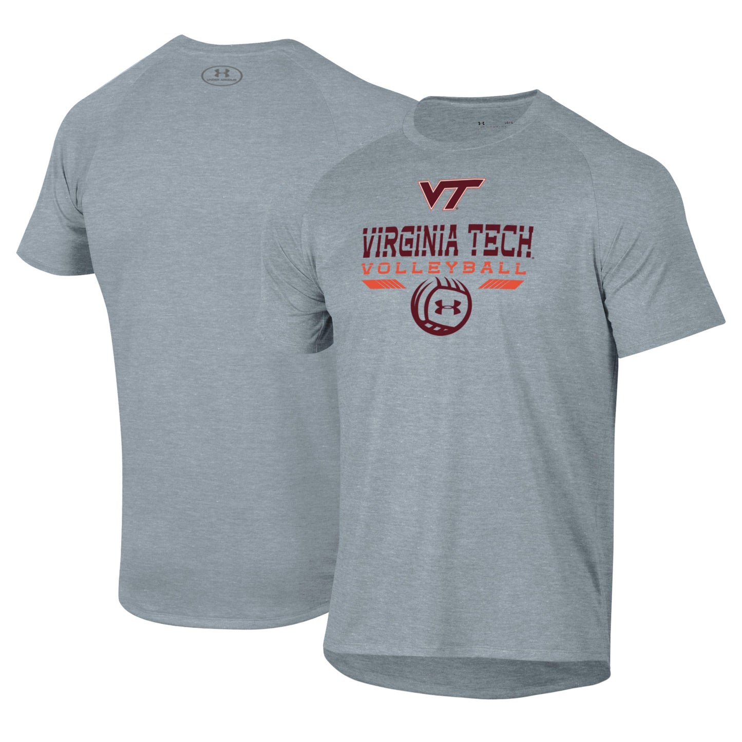 Men's Under Armour Gray Virginia Tech Hokies Volleyball Icon Raglan Performance T-Shirt