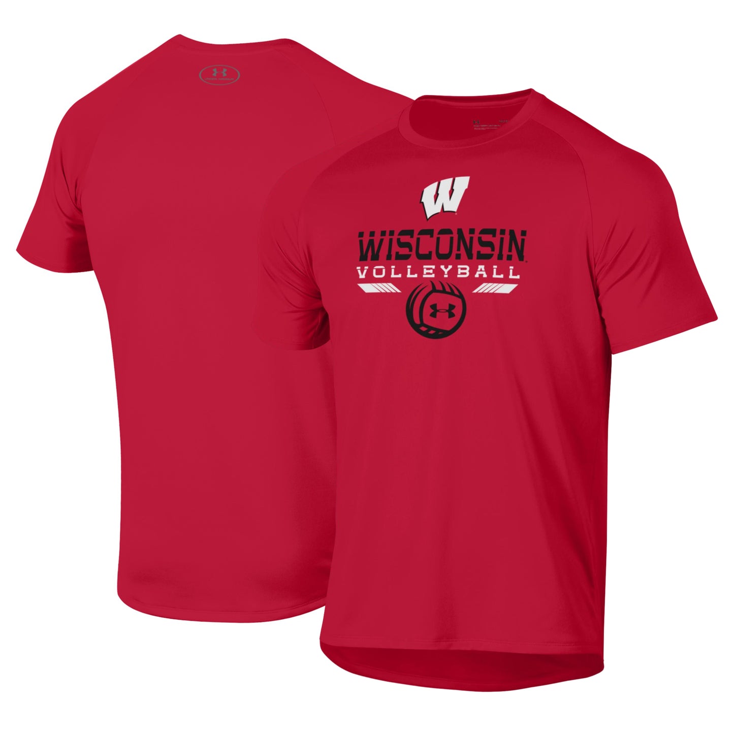 Men's Under Armour Red Wisconsin Badgers Volleyball Icon Raglan Performance T-Shirt