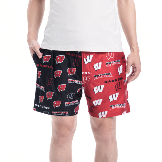 Men's Concepts Sport Red/Black Wisconsin Badgers Breakthrough Knit Split Shorts