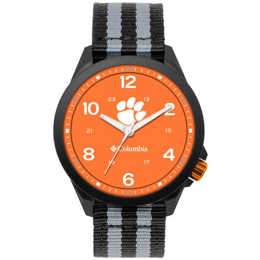 Columbia Black Clemson Tigers Crestview 3-Hand Date Nylon Strap Watch