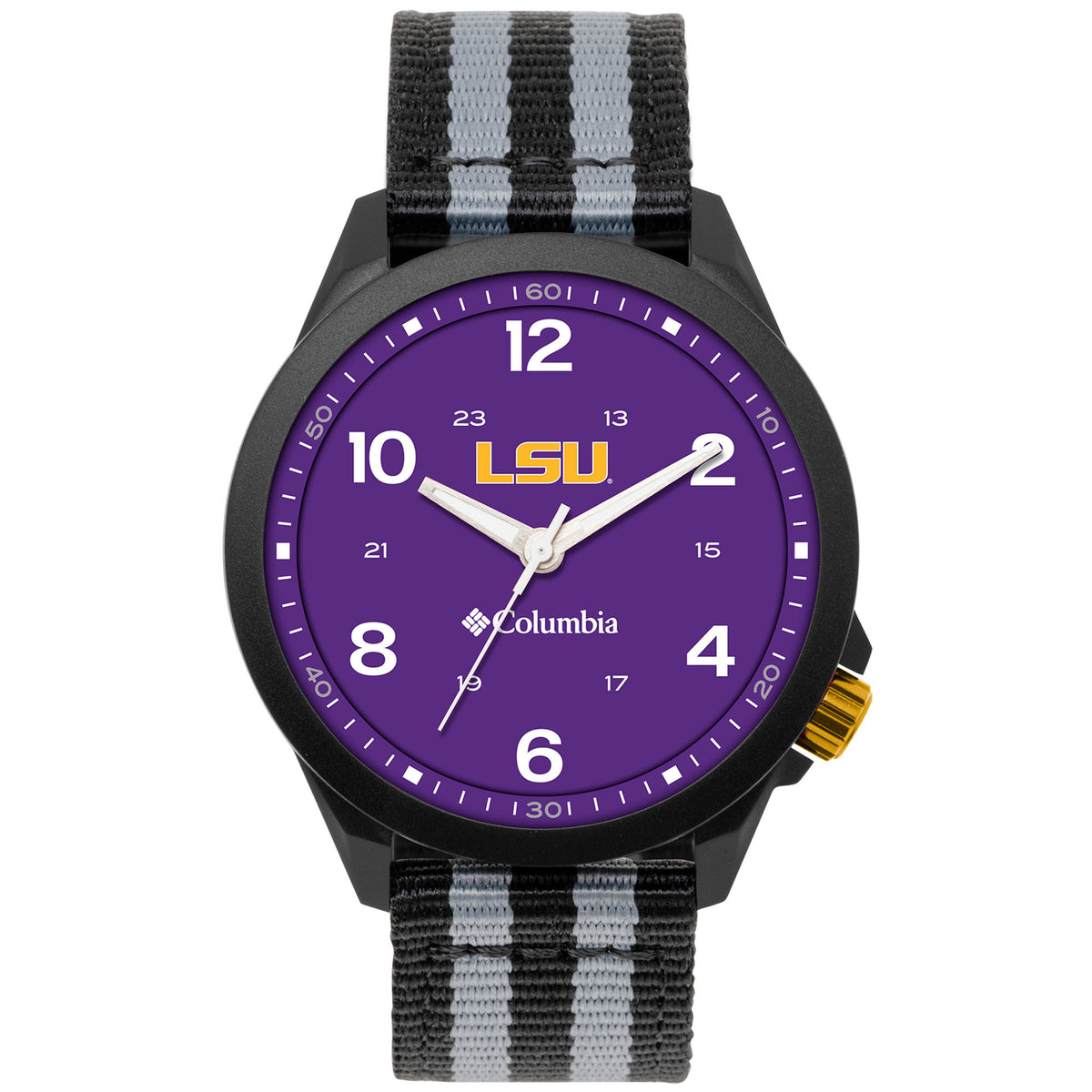 Columbia Black LSU Tigers Crestview 3-Hand Date Nylon Strap Watch