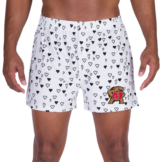 Men's Concepts Sport White Maryland Terrapins Epiphany Allover Print Knit Boxer Shorts