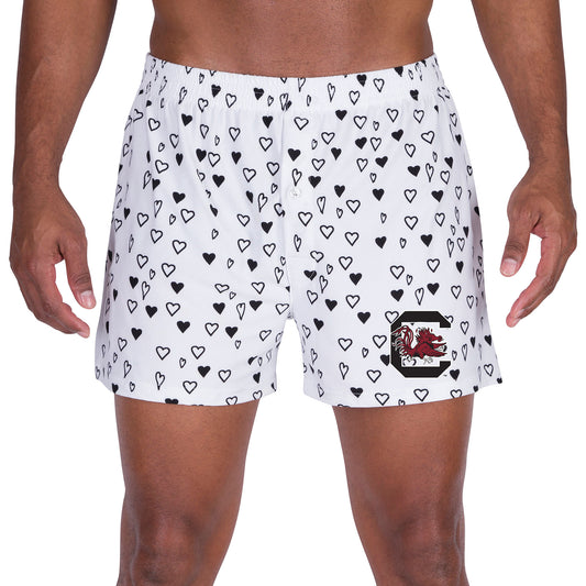 Men's Concepts Sport White South Carolina Gamecocks Epiphany Allover Print Knit Boxer Shorts