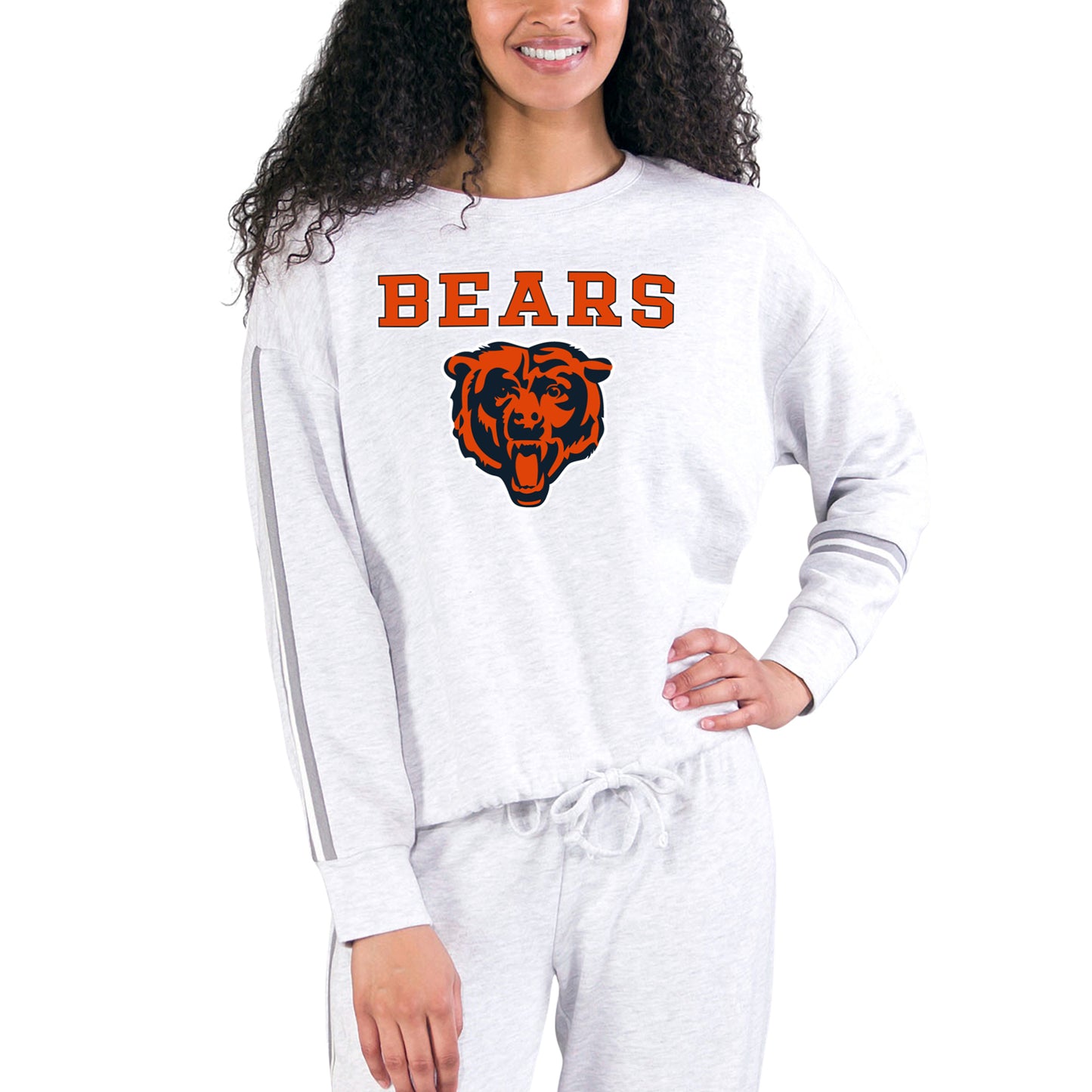 Women's Concepts Sport Cream/Gray Chicago Bears Pendant French Terry Long Sleeve Top