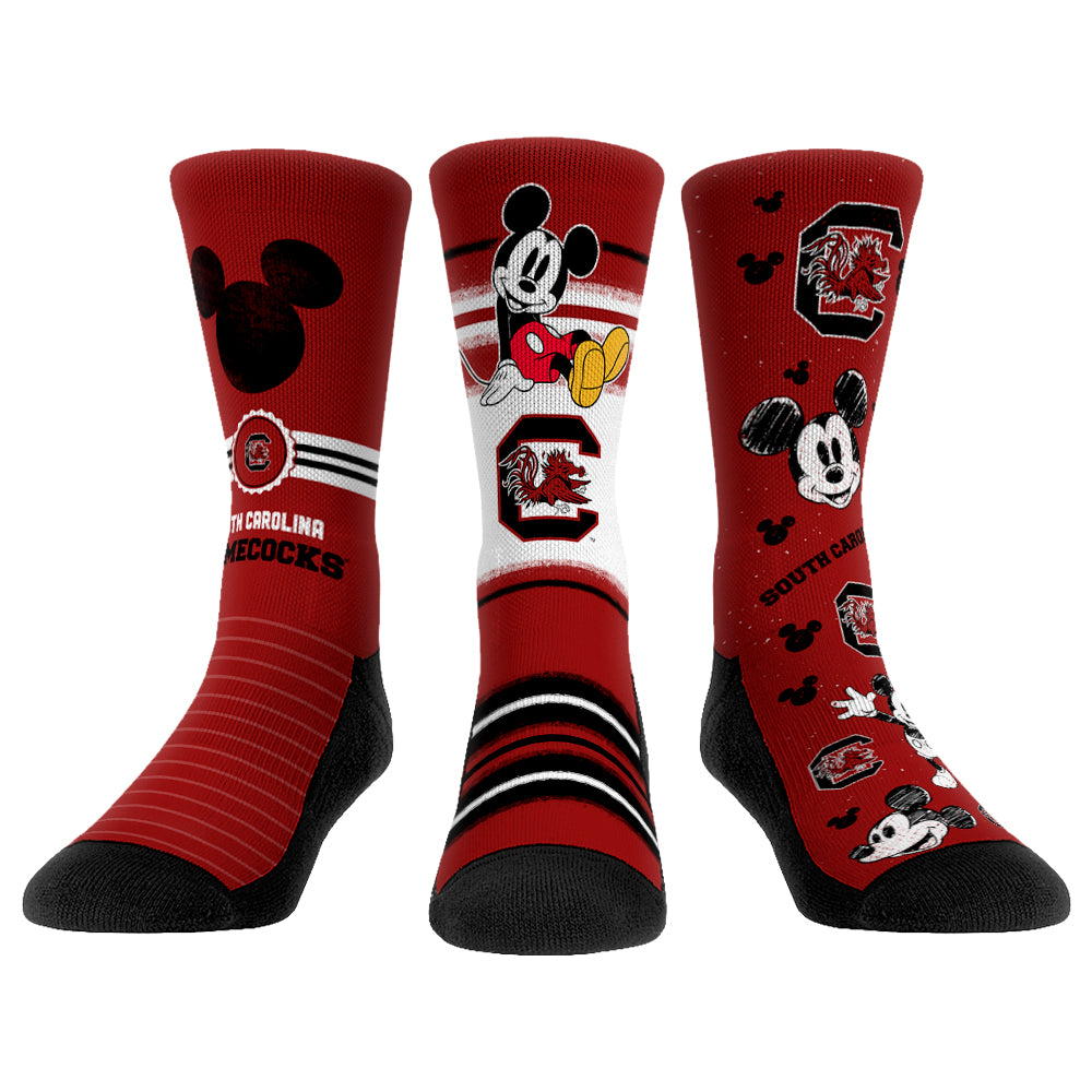 Unisex Rock Em Socks South Carolina Gamecocks Disney Three-Pack Crew Socks