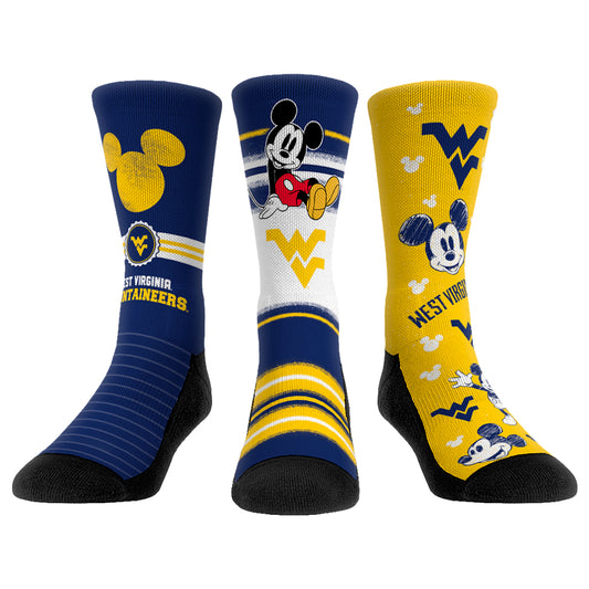 Unisex Rock Em Socks West Virginia Mountaineers Disney Three-Pack Crew Socks