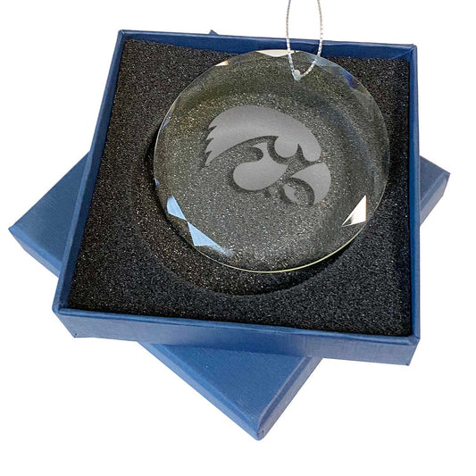 Iowa Hawkeyes 3.25'' Laser Engraved Glass Ornament