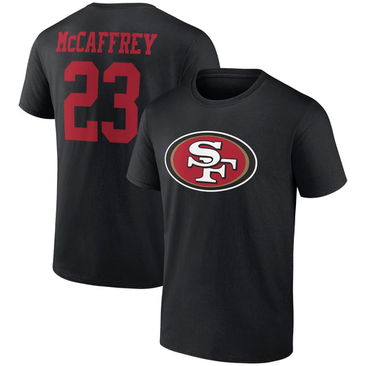 Men's Christian McCaffrey Black San Francisco 49ers Icon Player Name & Number T-Shirt