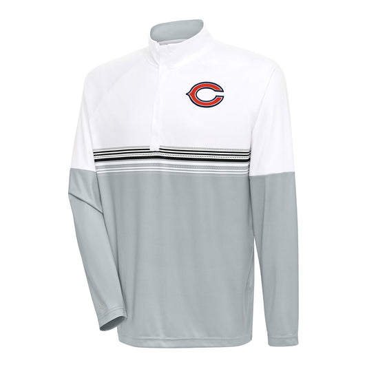 Men's Antigua White/Black Chicago Bears Bender Quarter-Zip Pullover Top